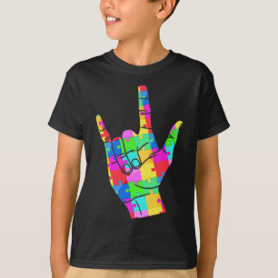 Camiseta Autismo Sinal de Consciência Linguagem Oferece Amo