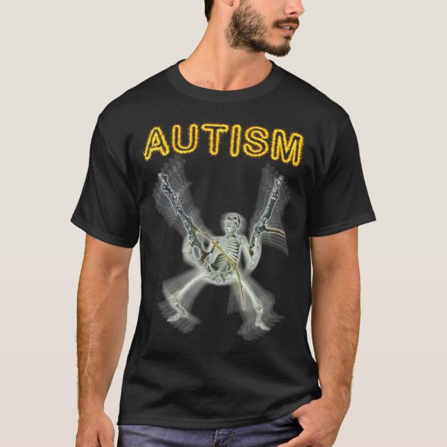 Camiseta Autismo Skeleton Meme Homens Engraçados Mulheres C (Frente)