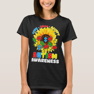 Camiseta Autismo Sunflower Awarsm Live Love Accept Autist