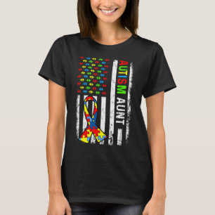 Camiseta Autismo tia americana Flag Autism Awarse Family