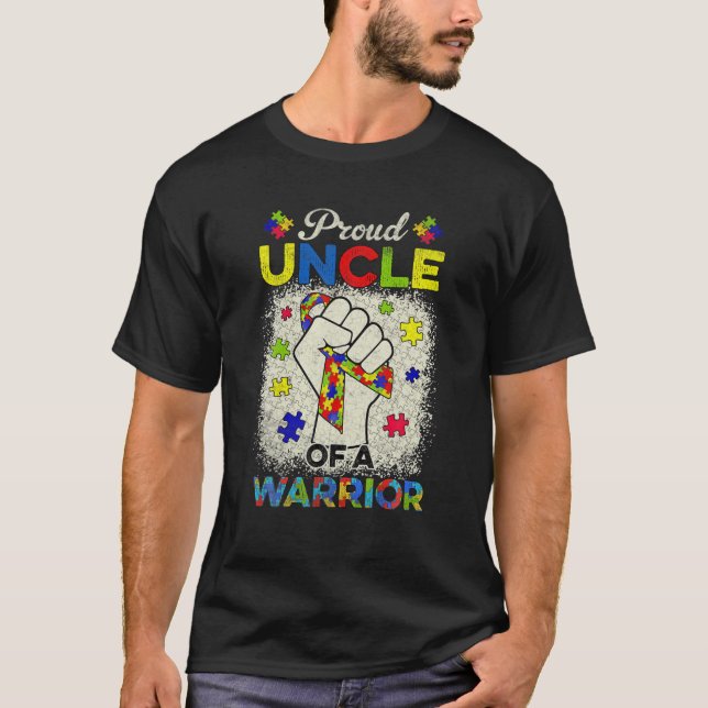 Camiseta Autismo Tio Da Consciência Autismo Guerreiro Apoia (Frente)