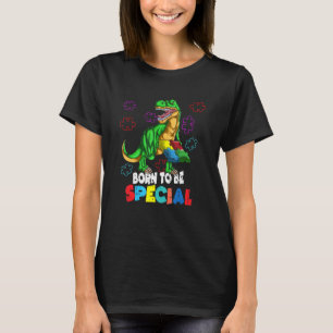 Camiseta Autismo Tyrannosaurus Rex Dizendo Quebra-Cabeça Na