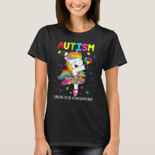 Camiseta Autismo Unicórnio Dançando Para Ser Um Ritmo Difer