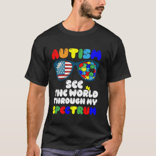 Camiseta Autismo Veja O Mundo Através Do Meu Espectro. Band