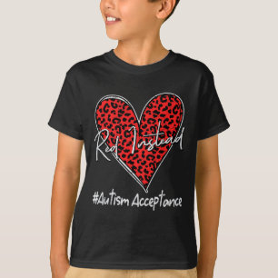 Camiseta Autismo - Vermelho Em vez - Aceitação Não Conscien