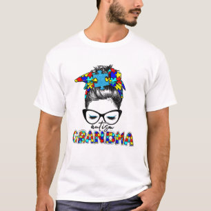 Camiseta Autismo vovó Mensagem Bun Óculos Solares Bandana M