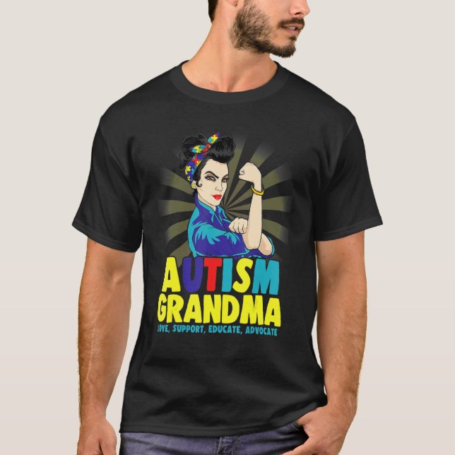 Camiseta Autistic Autism Awareness Grandma Strong Shirts Wo (Frente)