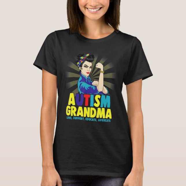 Camiseta Autistic Autism Awareness Grandma Strong Shirts Wo (Frente)