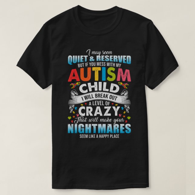 Camiseta Autistic Autism Awareness Puzzle Pieces Proud Auti (Frente do Design)