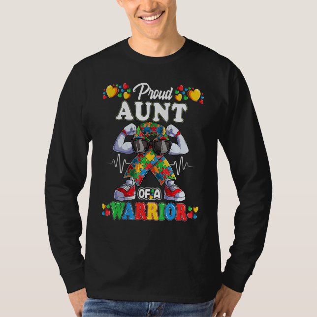 Camiseta Autistic Ribbon Puzzle Aunt Of Autism Awareness Wa (Frente)