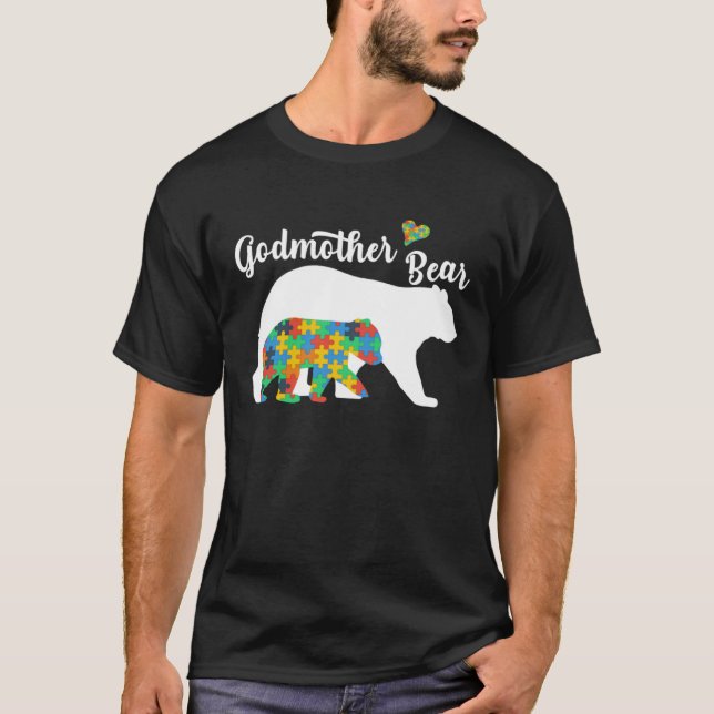 Camiseta Autistic Support Autism Awareness Godmother Bear M (Frente)
