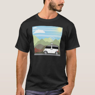 Camiseta Auto-conduzindo o carro. Carro Driverless
