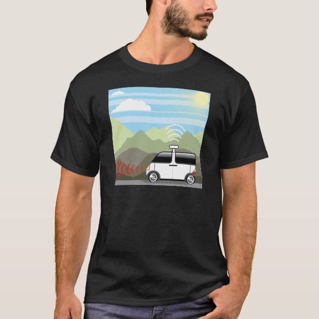 Camiseta Auto-conduzindo o carro. Carro Driverless (Frente)