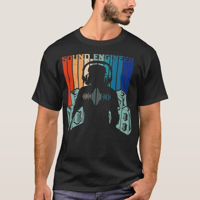 Camiseta Auto-falantes Retro Engin de som de engenharia de  (Frente)