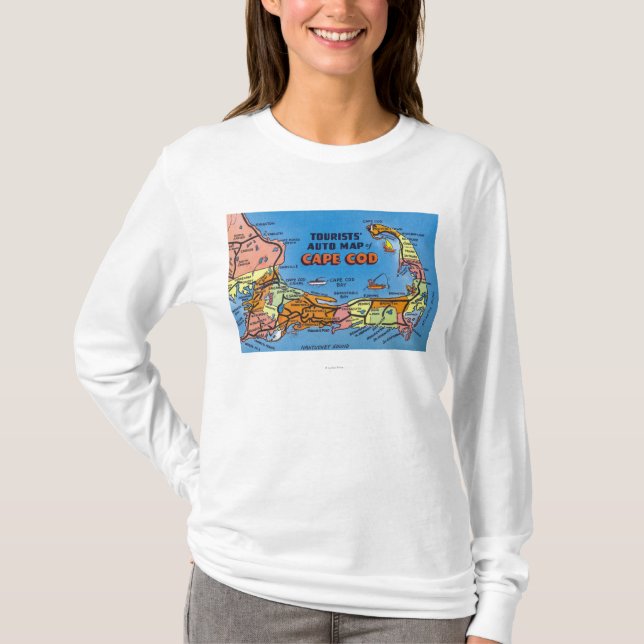 Camiseta Auto mapa detalhado de Cape Cod (Frente)