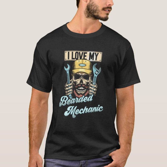 Camiseta Auto Mechanic Car Guy Car I Love My Bearded Mechan (Frente)