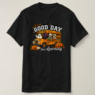 Camiseta Autobus Escolar de Halloween É um Bom Dia para Apr
