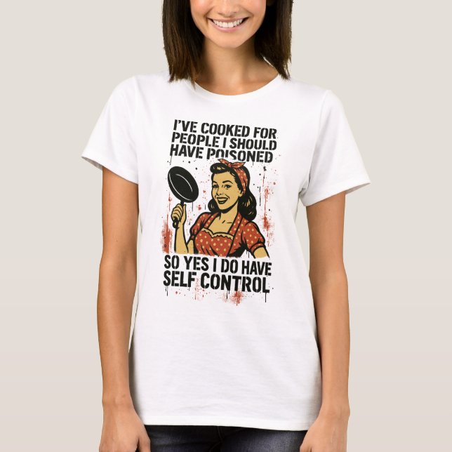 Camiseta Autocontrole – Poder Feminista Retrô Sarcástico (Frente)