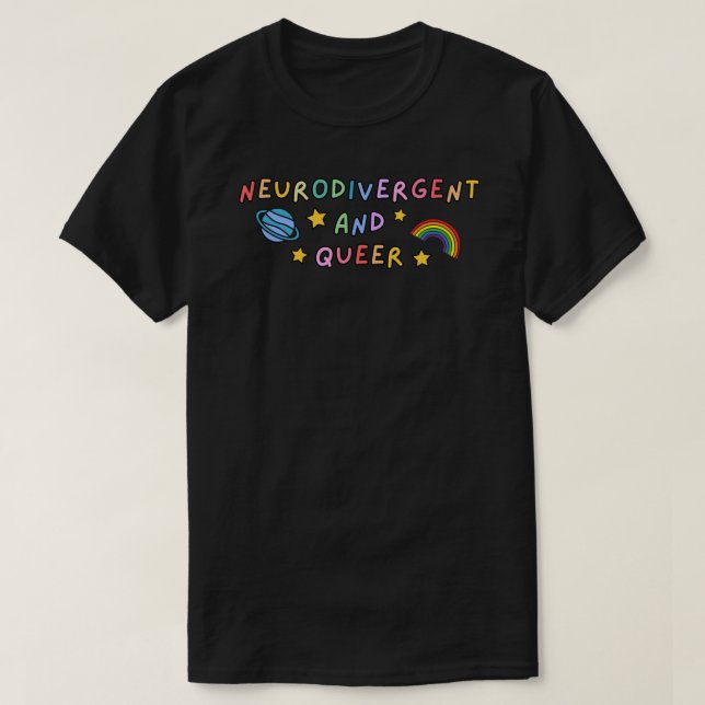 Camiseta Autodivergente e Rainbow Sticker (Frente do Design)