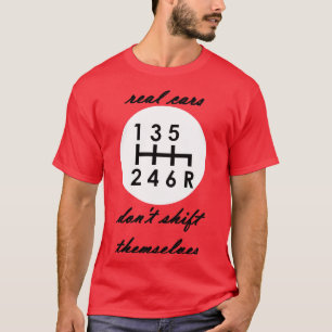 Camiseta Automóveis reais não se deslocam por transmissão m