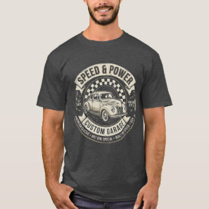 Camiseta automóvel clássico de velocidade e potência