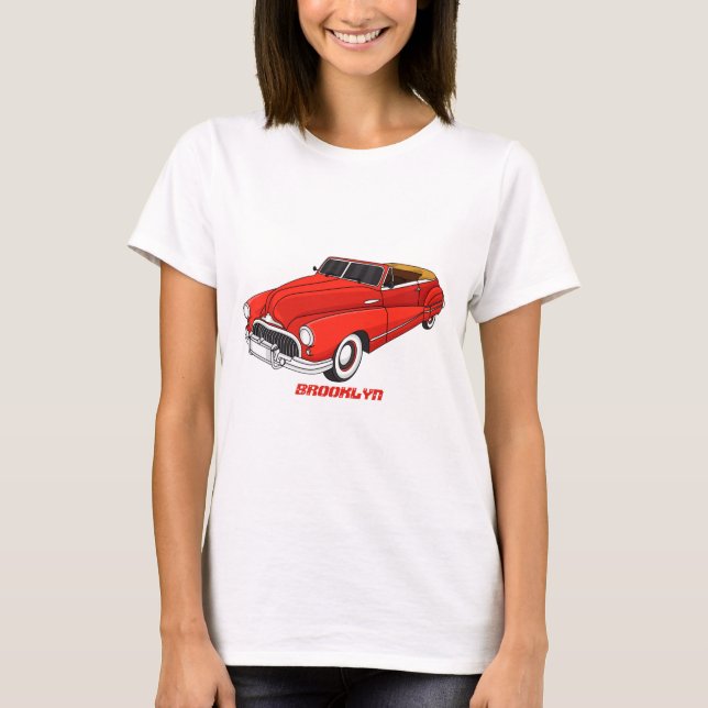 Camiseta Automóvel clássico vermelho 1948 (Frente)