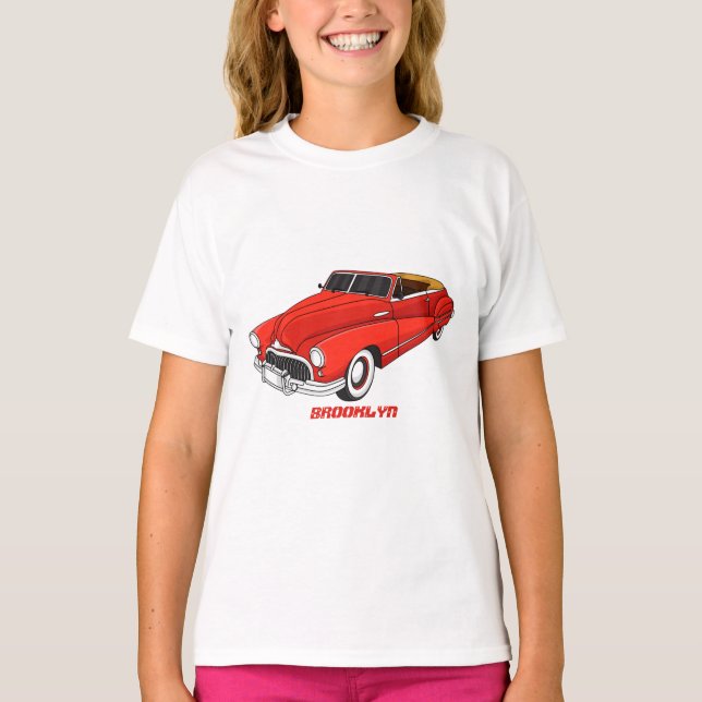 Camiseta Automóvel clássico vermelho 1948 (Frente)