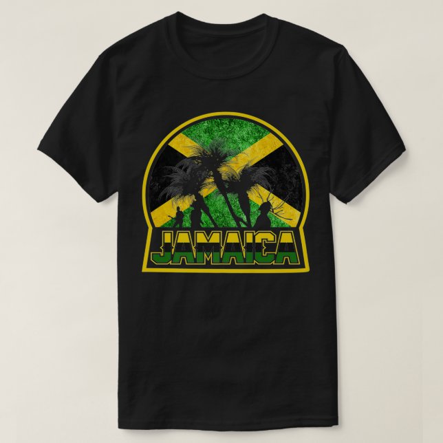 Camiseta Automóvel engraçado Jamaica Flag Palm Summer Vacil (Frente do Design)