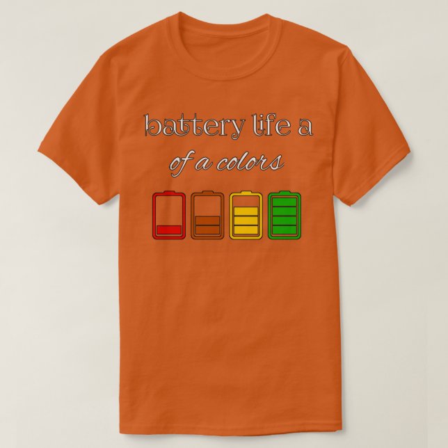 Camiseta autonomia da bateria a de cores (Frente do Design)