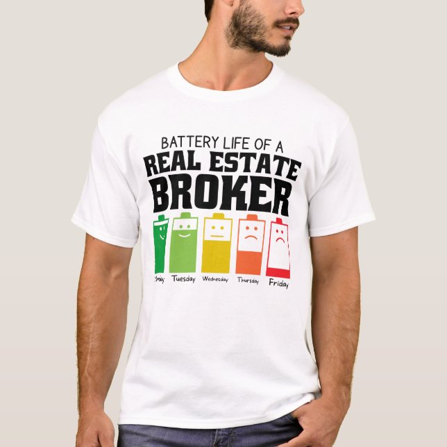 Camiseta Autonomia Da Bateria De Um Agente Imobiliário (Frente)
