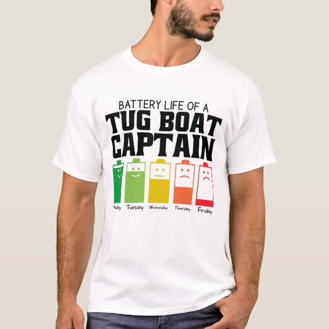 Camiseta Autonomia Da Bateria De Um Capitão De Barco Tug (Frente)