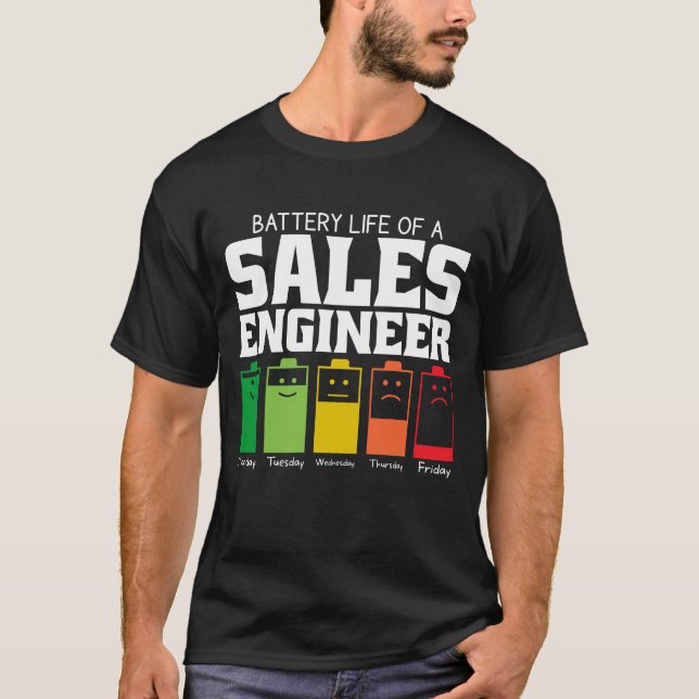 Camiseta Autonomia Da Bateria De Um Engenheiro De Vendas (Frente)