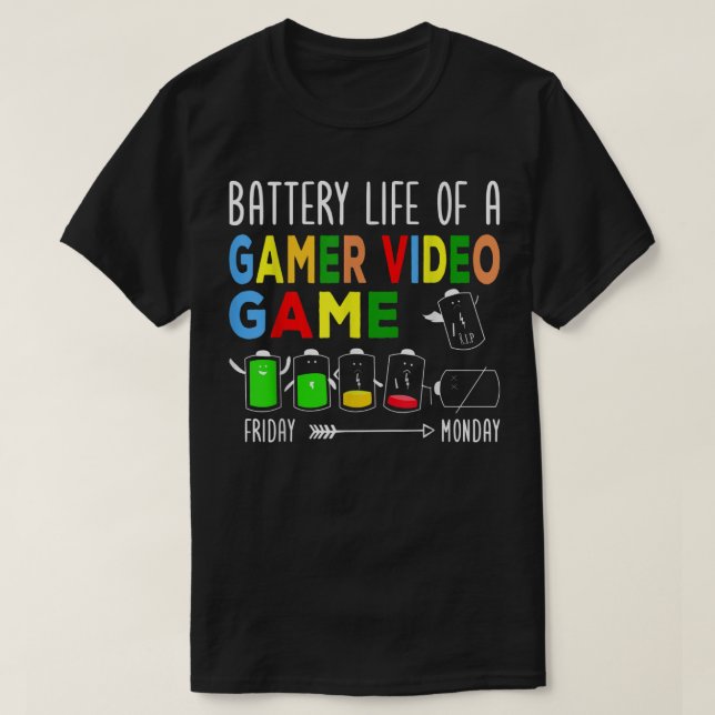 Camiseta Autonomia Da Bateria De Um Jogo De Vídeo De Jogado (Frente do Design)