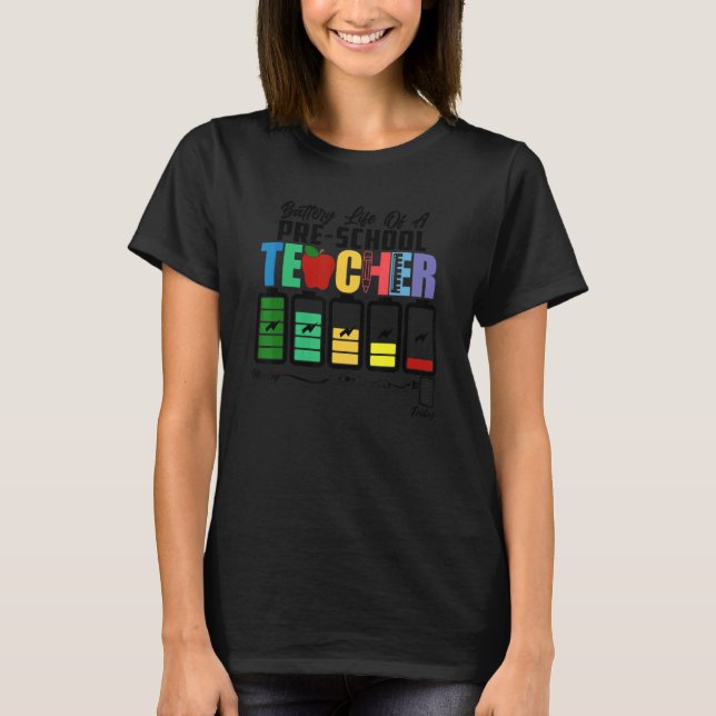 Camiseta Autonomia Da Bateria De Um Pré-Professor Pré-Escol (Frente)