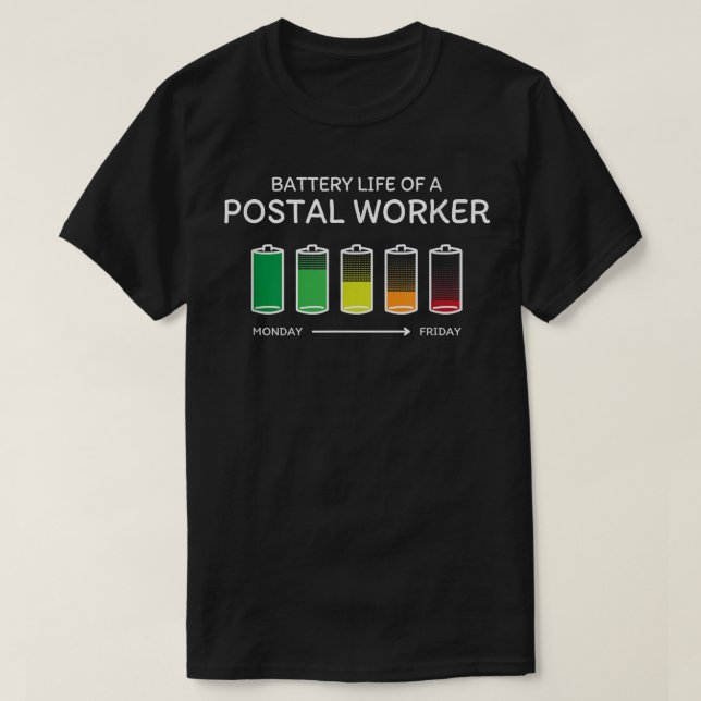 Camiseta Autonomia da bateria de um trabalhador postal Amig (Frente do Design)