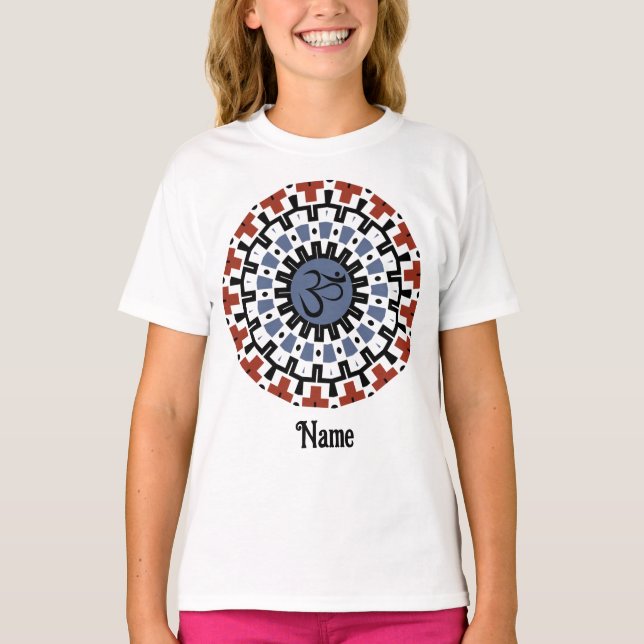Camiseta Autoria Espiritual Mandala Yoga Om Blue Rust Perso (Frente)