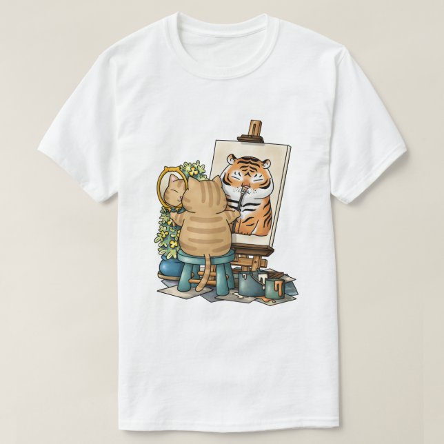 Camiseta Autorretrato de Confiança de Gato de Tigre (Frente do Design)