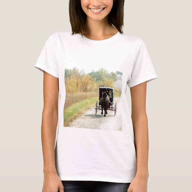 Camiseta Autumn Amish Horse and Buggy (Frente)