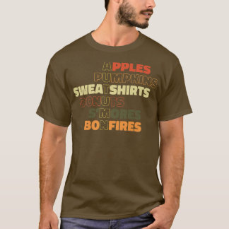 Camiseta Autumn Apple Pumpkins Rosquinhas Smores Bonfire