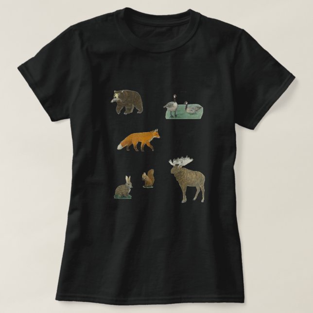 Camiseta Autumn Canada Forest Animal Motif (Frente do Design)
