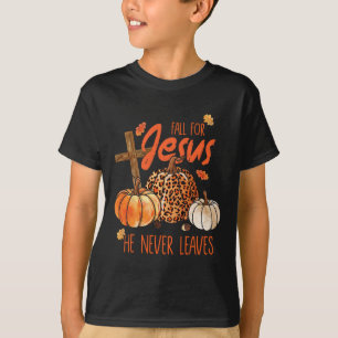 Camiseta Autumn Christian Thankiness Caiu Por Jesus Ele Né