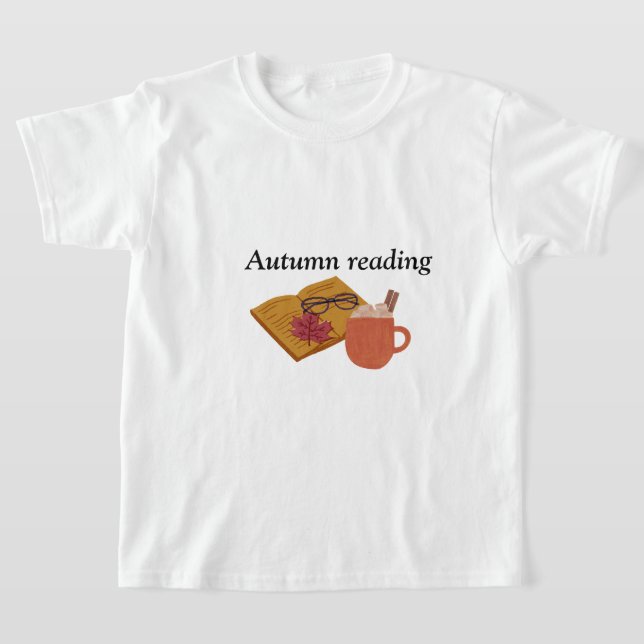 Camiseta Autumn Cozy Vibes - Cacau quente, Livro e Folhas d (Postura )
