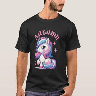 Camiseta Autumn Cute Unicorn Design para Nome das Raparigas