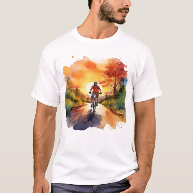 Camiseta Autumn Cycling Adventure - Watercolor Bike Ride A (Frente)