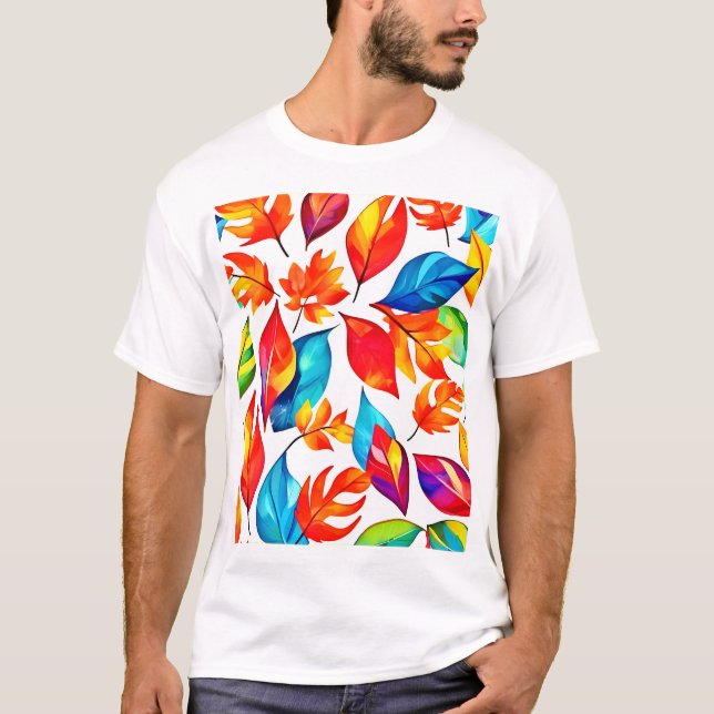 Camiseta Autumn Deixa o padrão Abstrato (Frente)