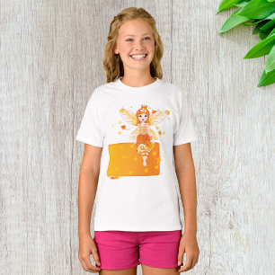 Camiseta Autumn Fairy Princess com Folhas Laranja e Coroa