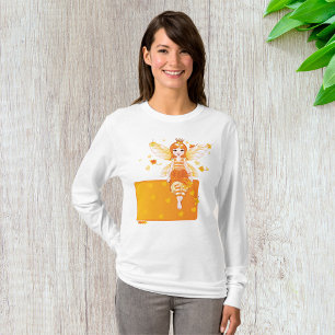 Camiseta Autumn Fairy Princess com Folhas Laranja e Coroa