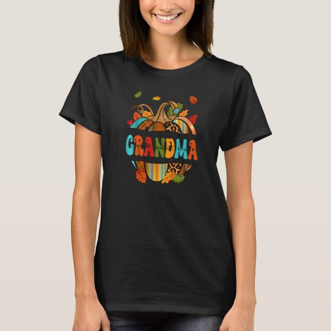 Camiseta Autumn Fall Outfit Grandma Thankful Grateful Bless (Frente)