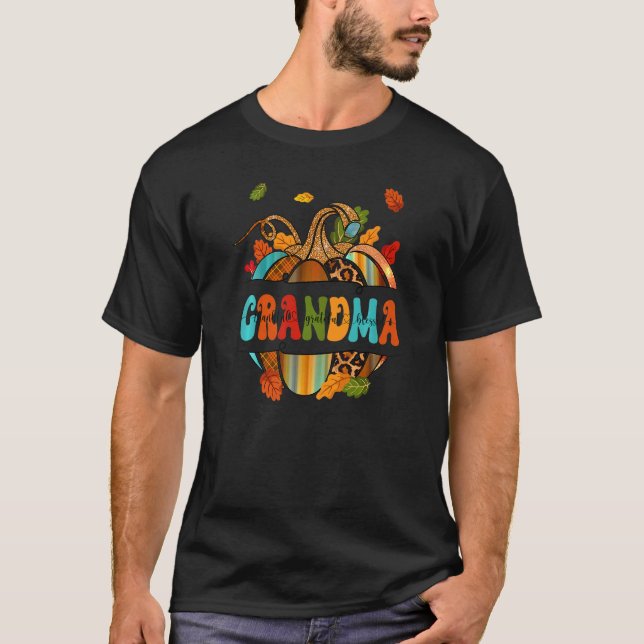 Camiseta Autumn Fall Outfit Grandma Thankful Grateful Bless (Frente)