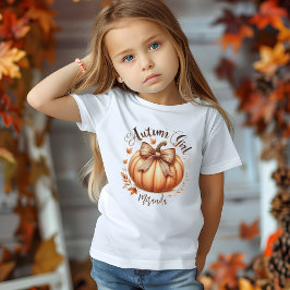 Camiseta Autumn Girl watercolor bompkin cai como uma menina